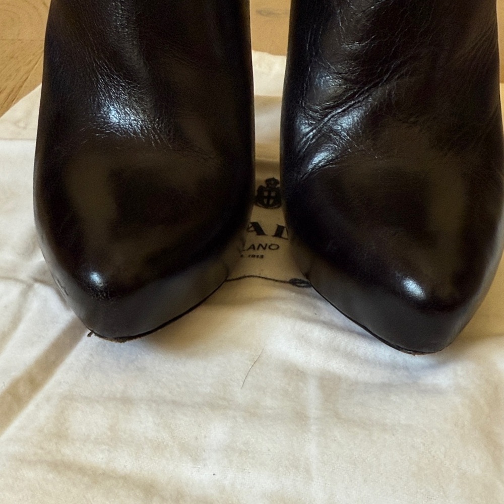 Prada Black Heeled Leather Boots - Picture 3 of 11